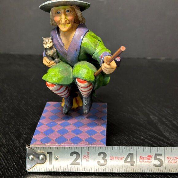 Jim Shore Heartwood Creek "Swept Away" Witch on Broom w/Black Cat - 2006 - Picture 9 of 10